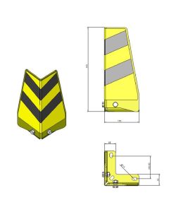 Zeichnung zum Eckenanfahrschutz mit Innenwinkel