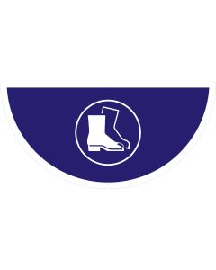 1A-Tapes Halbkreis-Bodenmarkierung &bdquo;Schutzschuhe benutzen" aus Vinyl mit extra starker Klebkraft, blau