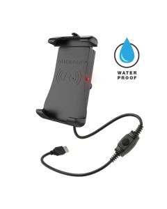 Die Quick-Grip Halteschale für Smartphones besitzt eine integrierte Ladefunktion.
